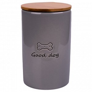 Бокс Mr.Kranch керамический для хранения корма для собак GOOD DOG 850 мл серый