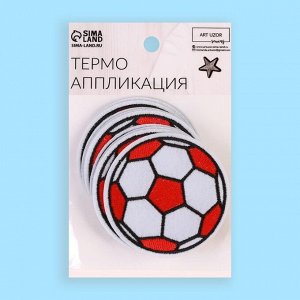 Термоаппликация «Футбольный мячик», d = 6,5 см, цвет красный/белый