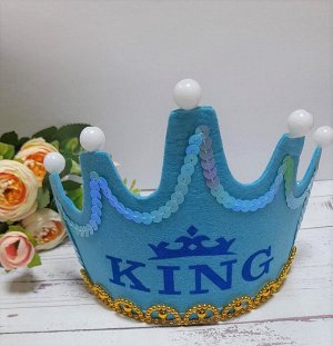 Корона-ободок светящаяся King цв голубой