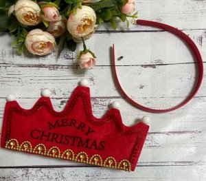 Корона-ободок светящаяся Merry Christmas цв красный