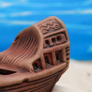 Декор для аквариума "Кораблик малый", керамический, 16,5 х 6,5 х 8 см