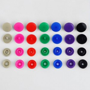Кнопки пластиковые, d = 12 мм, 150 шт, в органайзере, цвет разноцветный