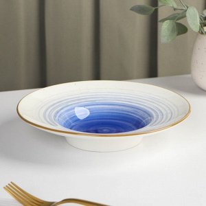 Тарелка фарфоровая для пасты Доляна «Космос», 150 мл, d=21 см, цвет синий