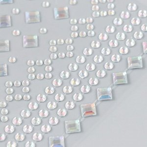 Наклейка пластик стразы "Ромбы, квадраты, круги" 10,5х16 см