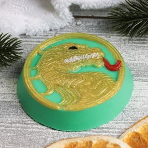 Фигурное мыло "Китайский дракон" золотое на зеленом, 95гр