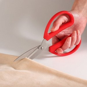 Ножницы портновские, антискользящие, скошенное лезвие, 7.5", 19 см, красные