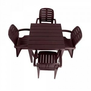 Комплект мебели стол и 4 стула (коричневый)
