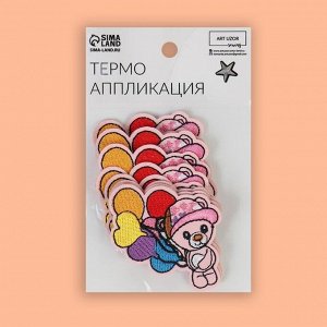 Термоаппликация «Мишка с шариками», 5,8 ? 6 см, цвет разноцветный