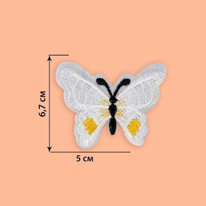 Термоаппликация «Бабочка», 6,7 ? 5 см, цвет белый