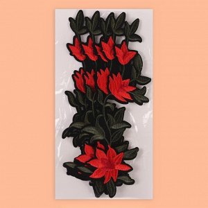 Термоаппликация «Цветы», 20 x 7 см, цвет красный