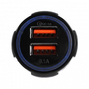 Зарядное устройство Cartage, 12-24 В, 2 USB 3.1 А, черный