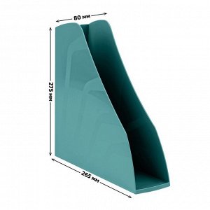 Лоток для бумаг вертикальный СТАММ "Вектор", темно-зеленый, ширина 80мм