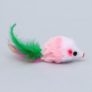 Игрушка для кошек "Малая мышь" с перьями, 5 см