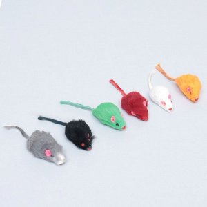 Игрушка для кошек "Малая мышь", натуральный мех кролика, 5 см