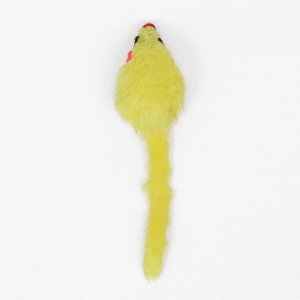 Игрушка для кошек "Малая мышь меховая", жёлтая, 5 см