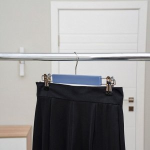 Вешалка для брюк и юбок деревянная с зажимами SAVANNA «Тэри», 28x11,5x2,8 см, цвет синий