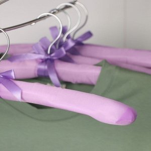 Плечики - вешалки для одежды мягкие «Атлас», 5 шт, 37,5x10x3 см, цвет сиреневый