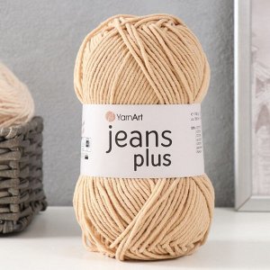 Пряжа для вязания спицами, крючком YarnArt, Jeans plus, 55% хлопок, 45% акрил, 160 м/100 г, (07 бежев)