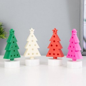 Фигурка светящаяся RISALUX «Ёлочка», LED-ночник, от батареек CR2032, 4x4.5x10 см, МИКС