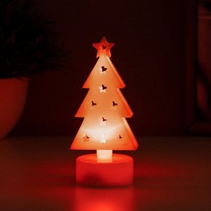 Фигурка светящаяся RISALUX «Ёлочка», LED-ночник, от батареек CR2032, 4x4.5x10 см, МИКС