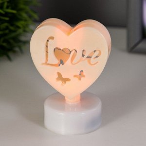 Фигурка светящаяся RISALUX «Сердце», LED-ночник, от батареек CR2032, 7x5x3.5 см, МИКС