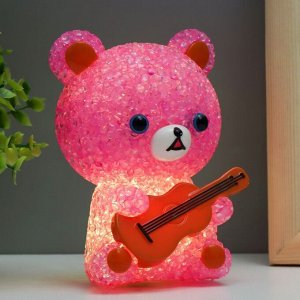 Фигурка светящаяся RISALUX «Мишка», LED-ночник, RGB, от батареек 3xLR44, 10x10x15.5 см, МИКС