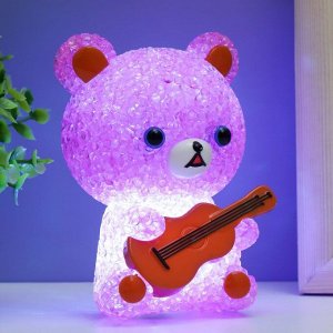 Фигурка светящаяся RISALUX «Мишка», LED-ночник, RGB, от батареек 3xLR44, 10x10x15.5 см, МИКС