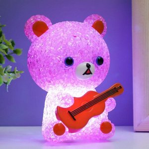 Фигурка светящаяся RISALUX «Мишка», LED-ночник, RGB, от батареек 3xLR44, 10x10x15.5 см, МИКС