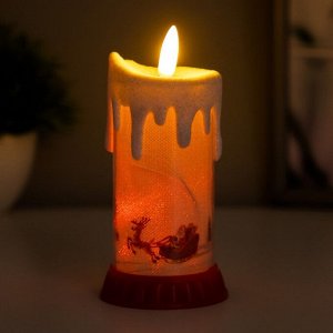 Светодиодная свеча, ночник LED RISALUX «Сани новогодние», RGB, от батареек LR44, 6x6x10 см