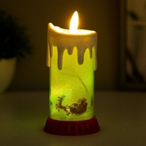 Светодиодная свеча, ночник LED RISALUX «Сани новогодние», RGB, от батареек LR44, 6x6x10 см
