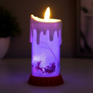 Светодиодная свеча, ночник LED RISALUX «Сани новогодние», RGB, от батареек LR44, 6x6x10 см