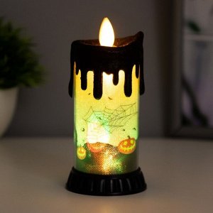 Светодиодная свеча, ночник LED RISALUX «Хэллоуин», RGB, от батареек LR44, 6x6x10 см
