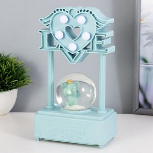 Фигурка светящаяся RISALUX «Снежный шар», музыкальный, 5xLED, от батареек 3xААА, голубой, 6.5x11x21 см