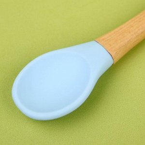 Ложка детская для кормления Крошка Я (силикон, бамбук), цвет голубой