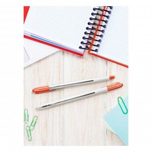 Ручка шариковая СТАММ "VeGa", узел 0.7 мм, стержень 152 мм, чернила красные на масляной основе