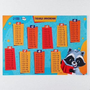 Школа талантов Обучающий плакат «Таблица умножения», 250 г/м2, А3