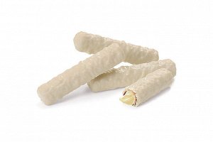 Трубочки вафельные в белой глазури с кокосом (коробка 2 кг)