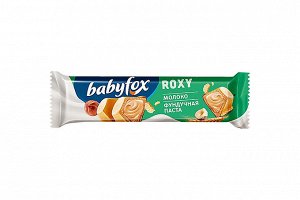 «BabyFox», вафельный батончик Roxy Молоко/фундучная паста, 18,2 г (упаковка 24 шт.)