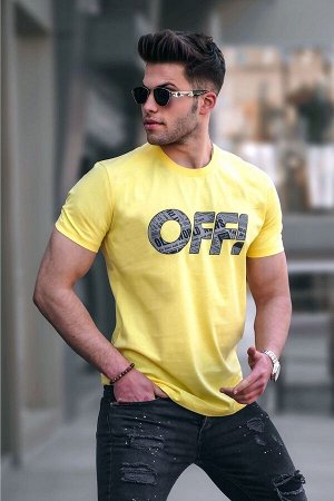 Мужская желтая футболка с принтом 5254