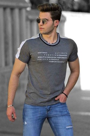 Мужская футболка с принтом антрацитового цвета 4530