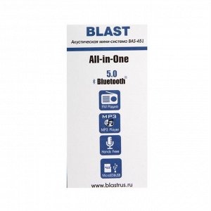 Портативная колонка Blast BAS-451, BT, 5 Вт, microSD, FM, микрофон, 300 мАч, красная