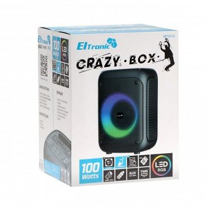 Портативная колонка Eltronic Crazy Box 100, 10 Вт, FM, BT, microSD, AUX, подсветка