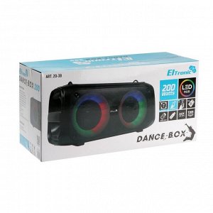 Портативная колонка Eltronic Dance Box 200, 200/20 Вт, 4000мАч, FM,BT,microSD,AUX, подсветка
