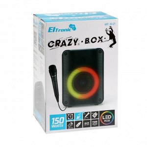 Портативная колонка Eltronic Crazy Box 150, 15Вт, FM, BT, SD, AUX, 1800мАч, чёрная