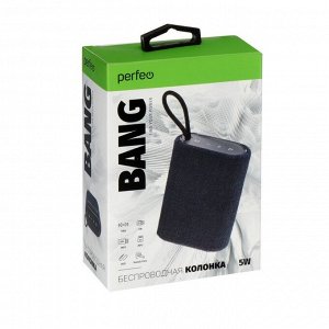 Портативная колонка Perfeo BANG PF_D0045, 5 Вт, 1200 мАч, microSD, USB, AUX, FM, черная