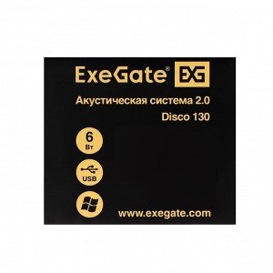 Компьютерные колонки 2.0 ExeGate Disco 130,  2х3Вт, USB, черные