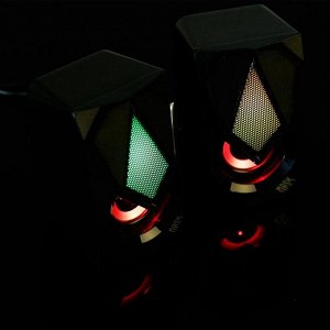 Компьютерные колонки 2.0 Qumo Mask AS004, 2х5 Вт, USB, RGB подсветка, чёрные