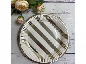 Праздничные тарелки белые с серебром  10 шт 18см