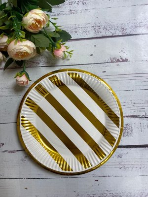 Праздничные тарелки белые с золотом 10 шт 18см
