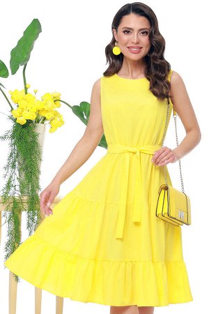Платье желтое с воланами